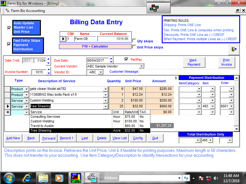 Checkbook Data Entry