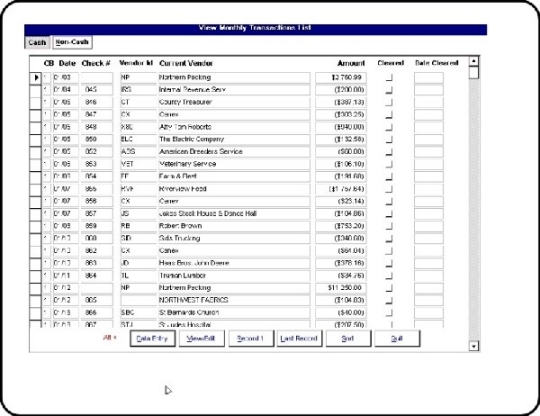 View List of Transactions